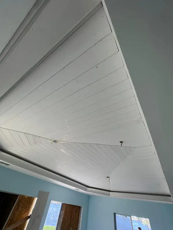 White tongue and groove ceiling